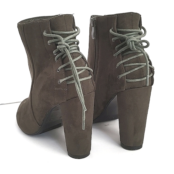 Jacobies Womens Faux Suede Ankle Boot Zip Side Java/Deep Olive Size 8.5 - Picture 1 of 6